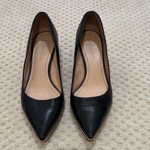 Coach Black Leather Heels with Gold Accents